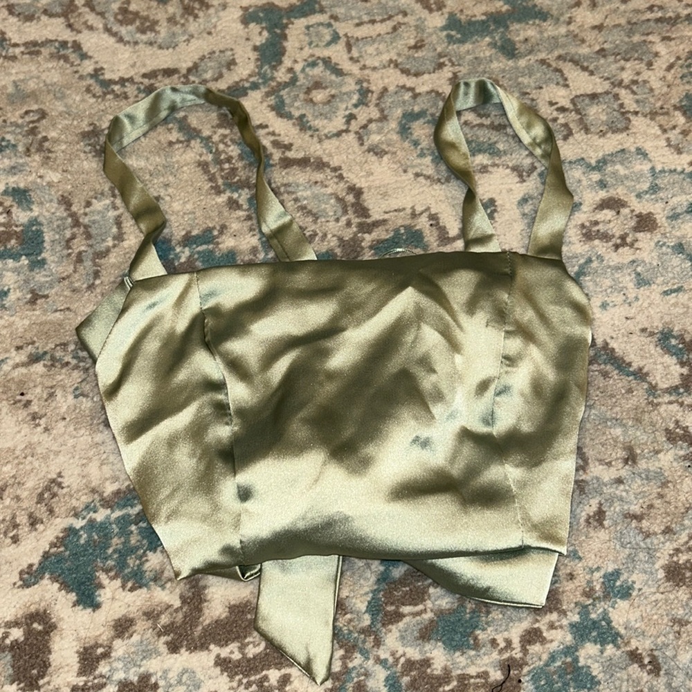 Altered State sage green silk crop top